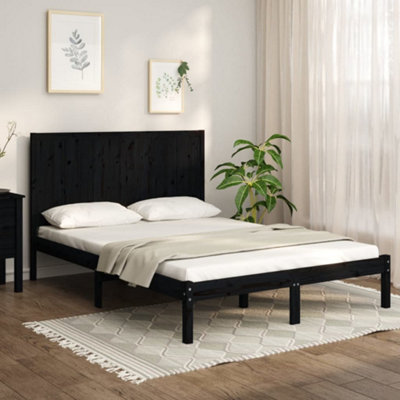 Black wooden store small double bed