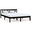 Berkfield Bed Frame Black Solid Wood Pine 120x190 cm Small Double