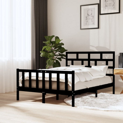 Berkfield Bed Frame Black Solid Wood Pine 120x200 cm