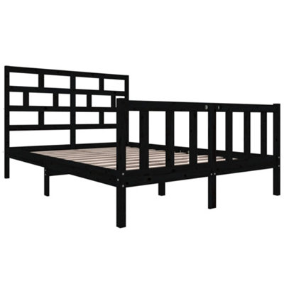 Berkfield Bed Frame Black Solid Wood Pine 120x200 cm