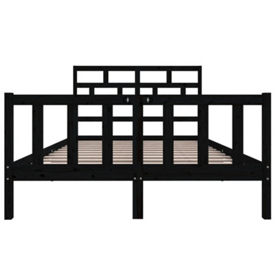 Berkfield Bed Frame Black Solid Wood Pine 120x200 cm