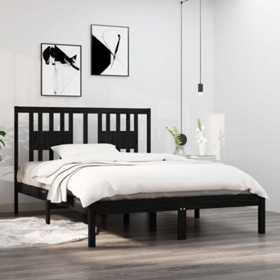 Berkfield Bed Frame Black Solid Wood Pine 120x200 cm