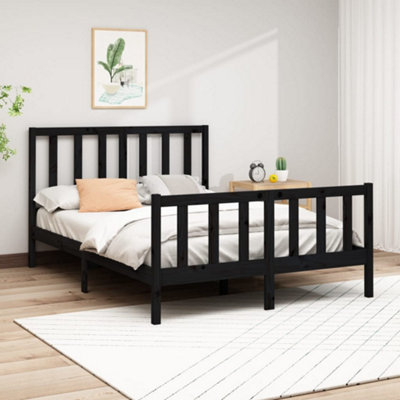 Berkfield Bed Frame Black Solid Wood Pine 140x200 cm