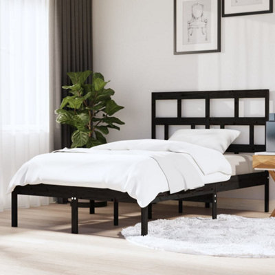 Berkfield Bed Frame Black Solid Wood Pine 140x200 cm