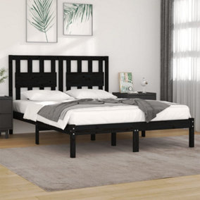 Berkfield Bed Frame Black Solid Wood Pine 140x200 cm