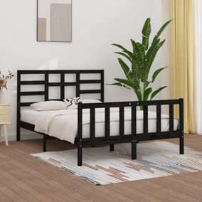 Berkfield Bed Frame Black Solid Wood Pine 140x200 cm