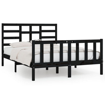 Berkfield Bed Frame Black Solid Wood Pine 140x200 cm