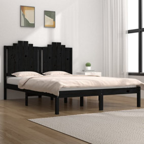 Berkfield Bed Frame Black Solid Wood Pine 150x200 cm 5FT King Size