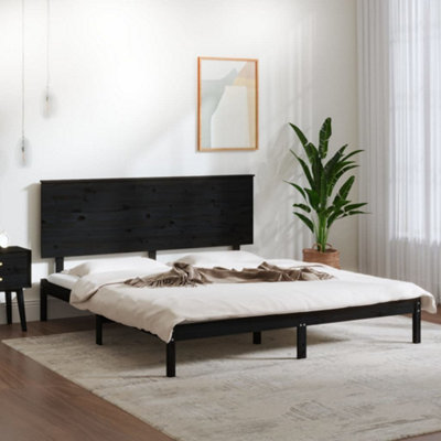 Berkfield Bed Frame Black Solid Wood Pine 160x200 cm