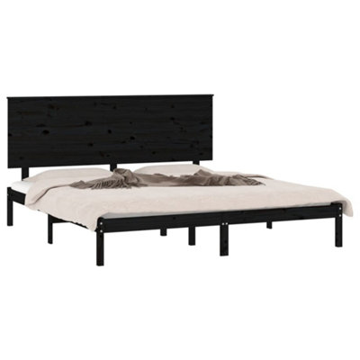 Berkfield Bed Frame Black Solid Wood Pine 160x200 cm