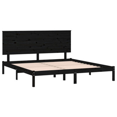 Berkfield Bed Frame Black Solid Wood Pine 160x200 cm