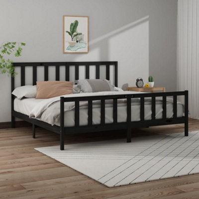 Black solid on sale wood bed