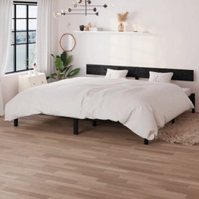 Berkfield Bed Frame Black Solid Wood Pine 180x200 cm Super King Size