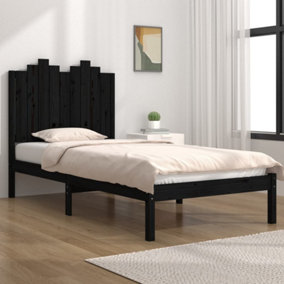 Berkfield Bed Frame Black Solid Wood Pine 75x190 cm 2FT6 Small Single