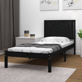 Berkfield Bed Frame Black Solid Wood Pine 90x190 cm 3FT Single