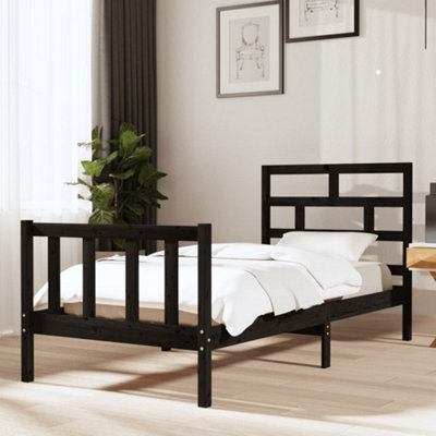 Berkfield Bed Frame Black Solid Wood Pine 90x200 cm