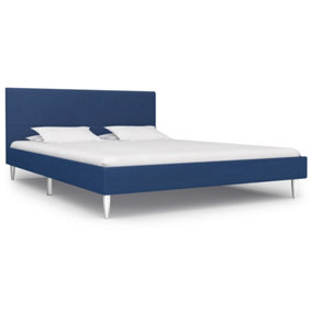 Berkfield Bed Frame Blue Fabric 150x200 cm 5FT King Size