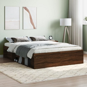 Berkfield Bed Frame Brown Oak 135x190 cm Double