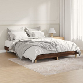 Berkfield Bed Frame Brown Oak 135x190 cm Engineered Wood