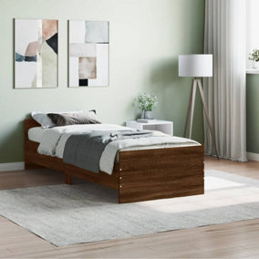 Berkfield Bed Frame Brown Oak 75x190 cm Small Single Engineered Wood