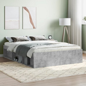 Berkfield Bed Frame Concrete Grey 135x190 cm Double