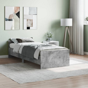 Berkfield Bed Frame Concrete Grey 75x190 cm Small Single Engineered Wood