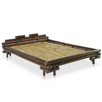 Berkfield Bed Frame Dark Brown Bamboo 140x200 cm