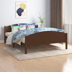 Berkfield Bed Frame Dark Brown Solid Pine Wood 140x200 cm