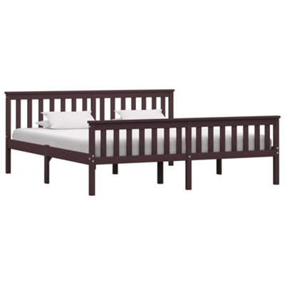 Dark brown deals bed frame king