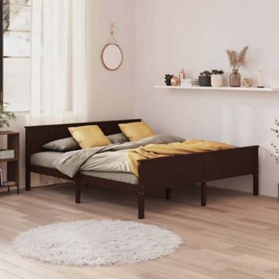 Berkfield Bed Frame Dark Brown Solid Wood Pine 180x200 cm