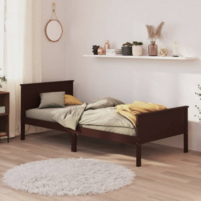 Berkfield Bed Frame Dark Brown Solid Wood Pine 90x200 cm