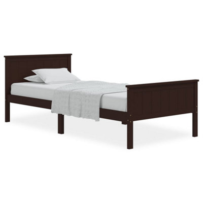 Berkfield Bed Frame Dark Brown Solid Wood Pine 90x200 cm