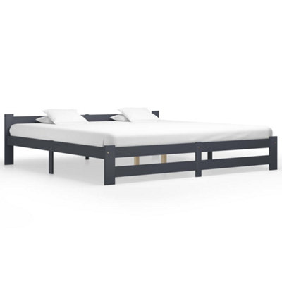 Berkfield Bed Frame Dark Grey Solid Pine Wood 200x200 cm
