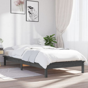 Berkfield Bed Frame Grey 100x200 cm Solid Wood Pine