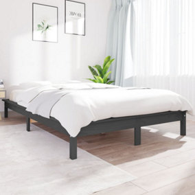 Berkfield Bed Frame Grey 120x190 cm Small Double Solid Wood Pine