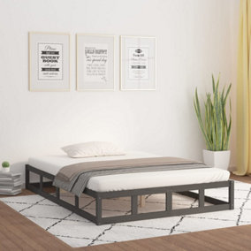 Berkfield Bed Frame Grey 120x190 cm Small Double Solid Wood