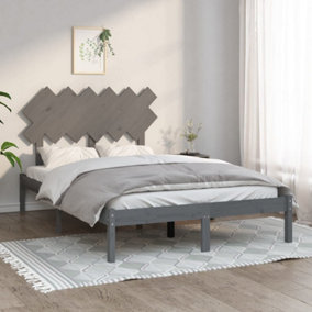 Berkfield Bed Frame Grey 135x190 cm 4FT6 Double Solid Wood
