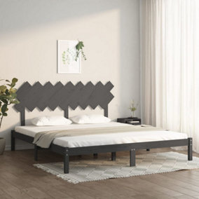 Berkfield Bed Frame Grey 180x200 cm 6FT Super King Solid Wood