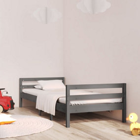 Berkfield Bed Frame Grey 90x190 cm 3FT Single Solid Wood Pine