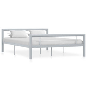 Berkfield Bed Frame Grey and White Metal 120x200 cm