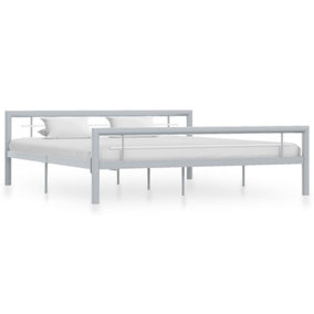 Berkfield Bed Frame Grey and White Metal 180x200 cm 6FT Super King