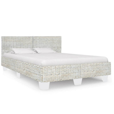 Berkfield Bed Frame Grey Natural Rattan 140x200 cm