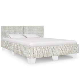 Berkfield Bed Frame Grey Natural Rattan 160x200 cm