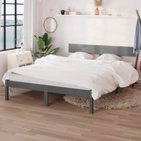 Berkfield Bed Frame Grey Solid Wood 120x190 cm Small Double