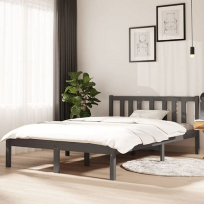 Berkfield Bed Frame Grey Solid Wood 120x190 cm Small Double