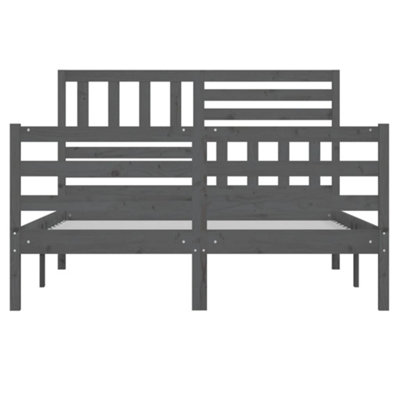 Berkfield Bed Frame Grey Solid Wood 140x190 cm