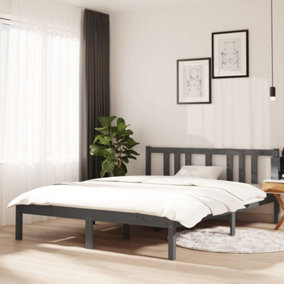 Berkfield Bed Frame Grey Solid Wood 140x190 cm