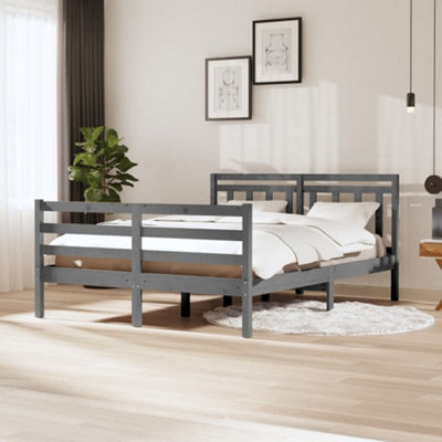Berkfield Bed Frame Grey Solid Wood 140x200 cm | DIY at B&Q