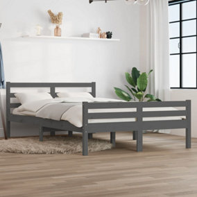 Berkfield Bed Frame Grey Solid Wood 150x200 cm King Size
