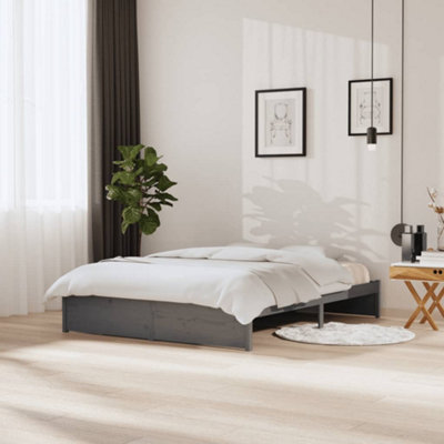 Berkfield Bed Frame Grey Solid Wood 150x200 cm King Size